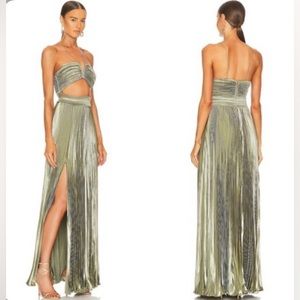 AIIFOS | Gilda Cut Out Maxi Gown in Metallic Gunmetal Size 6 NEW W/DEFECT AS IS